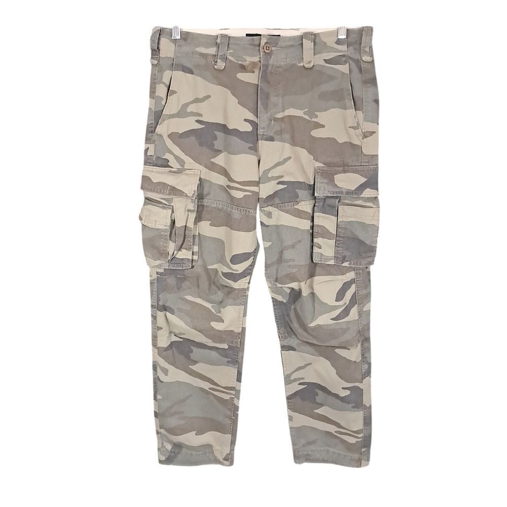 Vtg Abercrombie Fitch Camo Military Cargo Slim Straight Paratrooper Pants Men 32